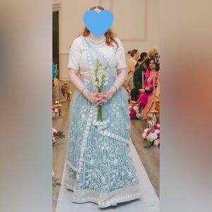 Blue and White Embroidered Lehenga